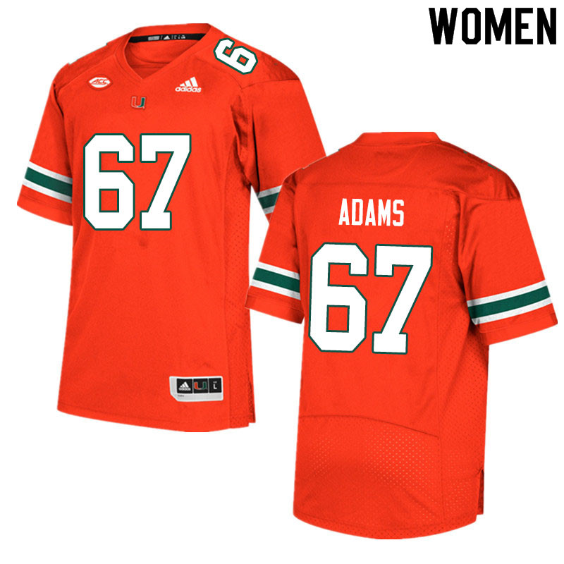 Women #67 Gavin Adams Miami Hurricanes College Football Jerseys Sale-Orange - Click Image to Close
